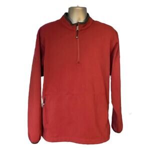 Adidas Red Fleece Lined Pull Over Climaproof Windbreaker Quarter Zip Size XL